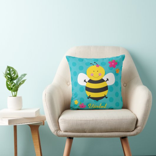 Cute Bee Personalized Sierkussen (Stoel)