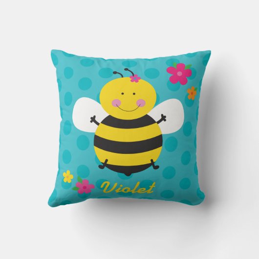 Cute Bee Personalized Sierkussen (Achterkant)