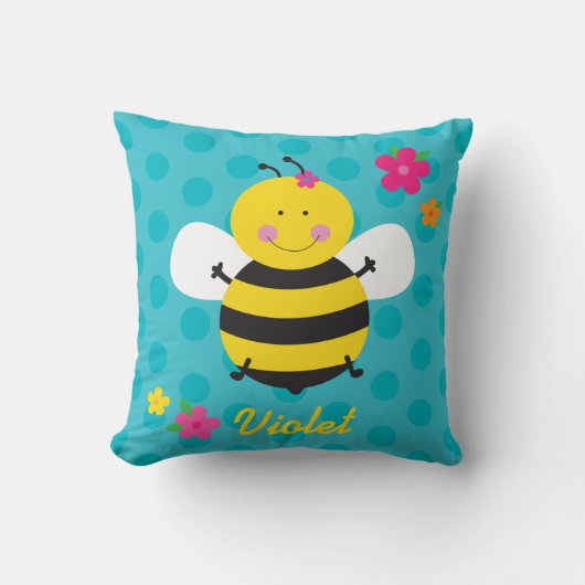 Cute Bee Personalized Sierkussen (Voorkant)