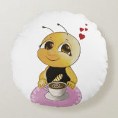 Cute Bee Rond Kussen (Voorkant)