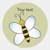 Cute Bee Ronde Sticker (Voorkant)