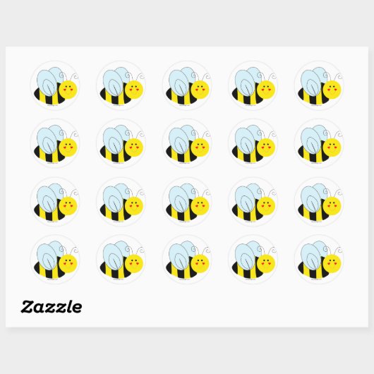 Cute Bee Ronde Sticker (Vel)