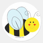 Cute Bee Ronde Sticker (Voorkant)