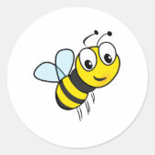 Cute Bee Ronde Sticker (Voorkant)