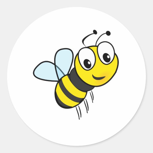 Cute Bee Ronde Sticker (Voorkant)