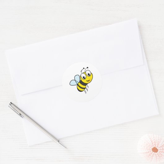 Cute Bee Ronde Sticker (Envelop)