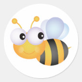 Cute Bee Ronde Sticker (Voorkant)