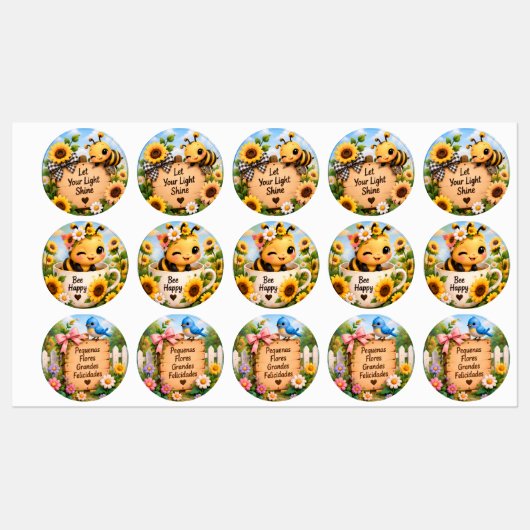 Cute Bee & Sunflower Inspirerende Sticker Set (Vel)