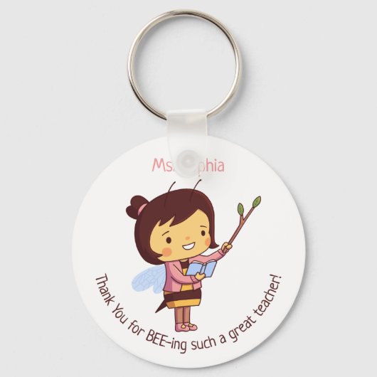 Cute Bee Teacher Dank je appreciatiedag Sleutelhanger (Voorkant)