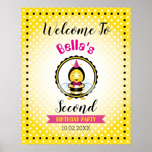 Cute bee thema Party Welcome poster (Voorkant)