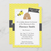 Cute bee Theme Baby shower in geel en donkergrijs Kaart (Voorkant / Achterkant)
