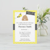 Cute bee Theme Baby shower in geel en donkergrijs Kaart (Staand voorkant)