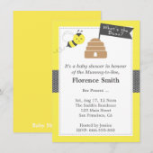 Cute bee Theme Baby shower in geel en donkergrijs Kaart (Voorkant / Achterkant)