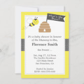 Cute bee Theme Baby shower in geel en donkergrijs Kaart (Voorkant)
