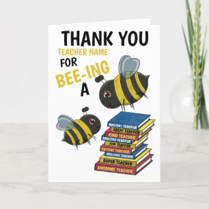 Cute Bee Thleing Amazing Teacher Bedankkaart