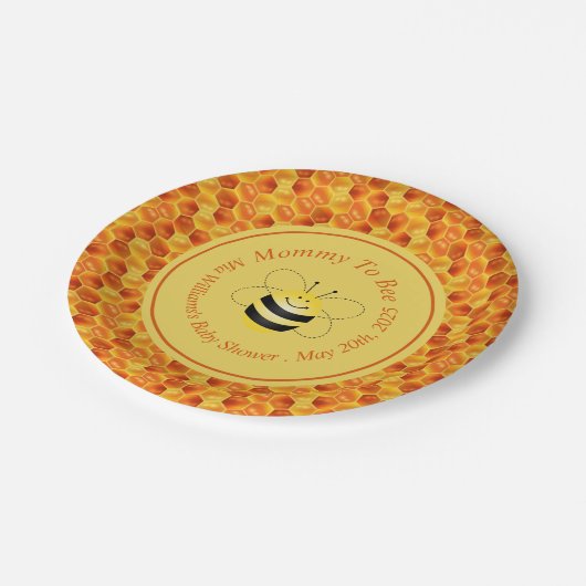 Cute Bee ThMED Baby shower Papieren Bordje (Gekanteld)