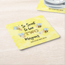 Cute Bee Twee Geel Zwart Tweede Verjaardagsfeestje