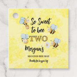Cute Bee Two Yellow Black Second Birthday Party Bedankjes Labels