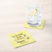 Cute Bee Two Yellow Black Second Birthday Party Kartonnen Onderzetters (Insitu)