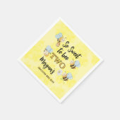 Cute Bee Two Yellow Black Second Birthday Party Servet (Hoek)