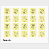 Cute Bee Two Yellow Black Second Birthday Party Vierkante Sticker (Vel)