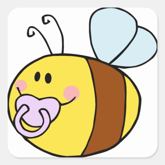 Cute Bee Vierkante Sticker (Voorkant)