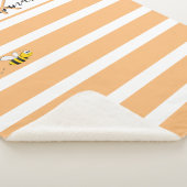 Cute bee yellow oranje stripes monogram sherpa deken (3/4)