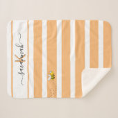 Cute bee yellow oranje stripes monogram sherpa deken (Voorkant (horizontaal))