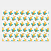 Cute bee Yellow Play Honeycomb Wrapping Paper Set (Voorkant)