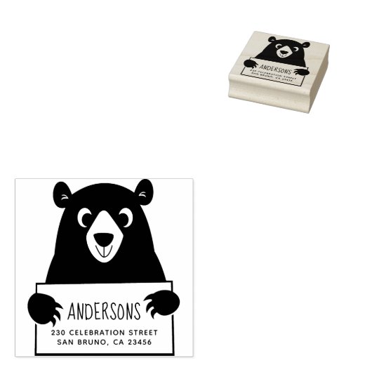 Cute Beer | Aangepast familienaam en retouradres Rubberstempel (Gestempeld)