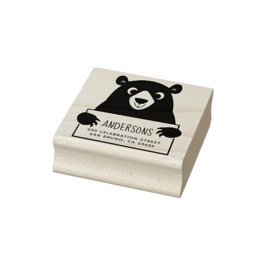 Cute Beer | Aangepast familienaam en retouradres Rubberstempel (Stempel)