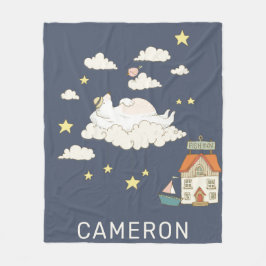 Cute Beer and Bird Illustration Scene Personalized Fleece Deken