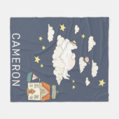 Cute Beer and Bird Illustration Scene Personalized Fleece Deken (Voorkant (Horizontaal))