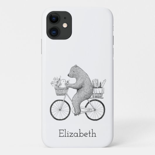 Cute Beer and Bunny on Bike, met naam gepersonalis Case-Mate iPhone Case (Achterkant)