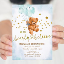 Cute Beer Baby Boy's Birthday Party Invitation