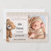 Cute Beer Baby Foto geboorteaankondiging Aankondiging (Voorkant)