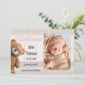 Cute Beer Baby Foto geboorteaankondiging Aankondiging (Staand voorkant)