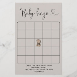 Cute Beer Baby shower Bingo Game