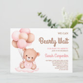 Cute Beer Baby shower Girl Invitation Kaart (Staand voorkant)