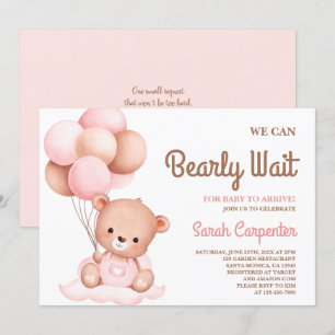 Cute Beer Baby shower Girl Invitation Kaart