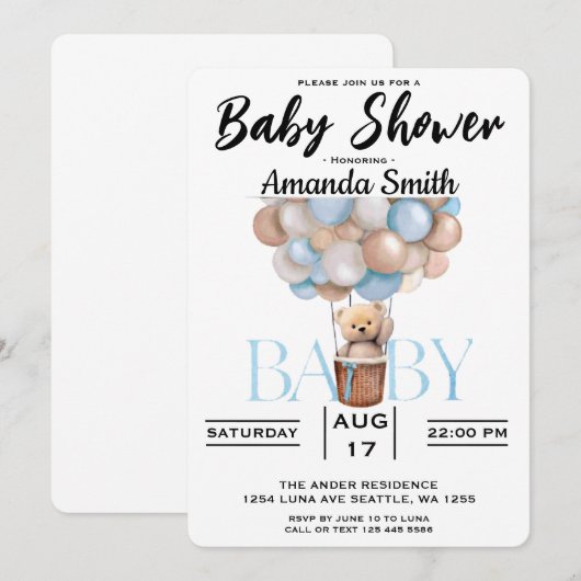 Cute Beer Baby shower Invitation Kaart (Voorkant / Achterkant)