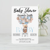 Cute Beer Baby shower Invitation Kaart (Staand voorkant)