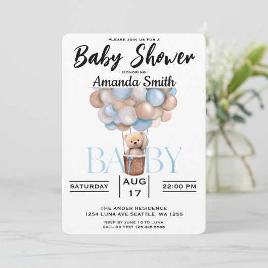 Cute Beer Baby shower Invitation Kaart (Staand voorkant)