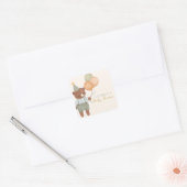 Cute Beer Baby shower Vierkante Sticker (Envelop)
