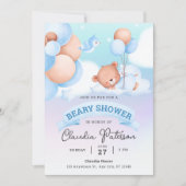 Cute Beer Baby shower Waterverf Bruin blauw pasta Kaart (Voorkant)