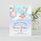 Cute Beer Baby shower Waterverf Bruin blauw pasta Kaart (Staand voorkant)