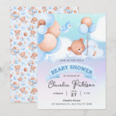Cute Beer Baby shower Waterverf Bruin blauw pasta Kaart (Voorkant / Achterkant)