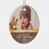 Cute Beer Baby's 1e Foto Kerst Ornament (Rechts)