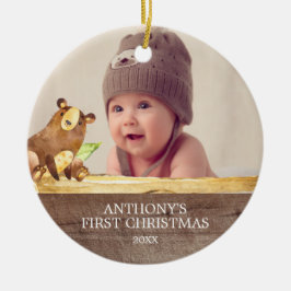 Cute Beer Baby's 1e Foto Kerst Ornament