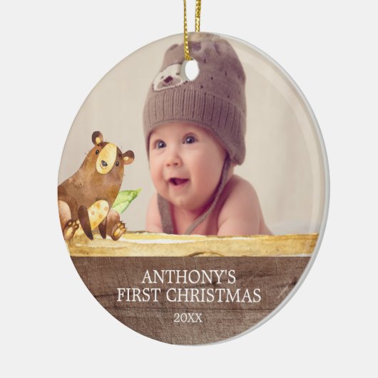 Cute Beer Baby's 1St. Keramisch Ornament (Links)